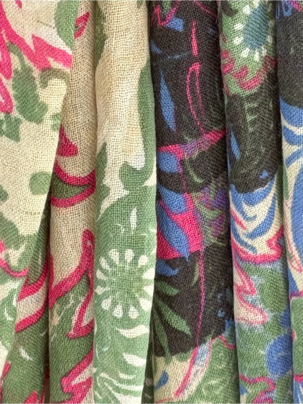 Unbranded Silk Cashmere Floral Scarf 80” x 28” – Colorful Botanical Print